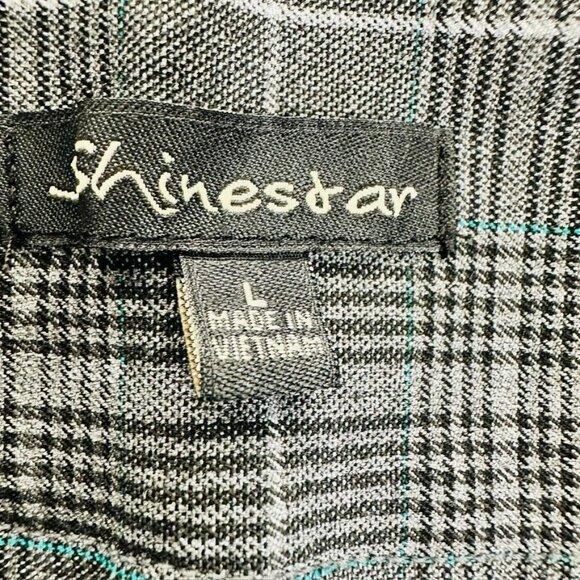 Shinestar Womens Gray Plaid High-Waisted Stretch Pants Size L - Picture 5 of 9
